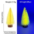 Mini yellow fluorescent sisal Christmas tree ornament with natural wood base, 15cm height - 15CM Fluorescent Yellow Tree