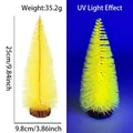 Yellow mini sisal Christmas tree 25cm tall with wood base and UV fluorescent glow effect - 25CM Fluorescent Yellow Tree