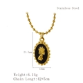 Gouden roestvrijstalen bolletjesketting met zwarte ovale koningin-hanger - Gouden Ketting