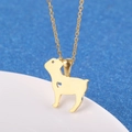 Goldene Bulldogge Anhänger Halskette mit Herz Ausschnitt und Edelstahlkette für Damen - Hunde-Stil (LN1213 Gold)