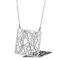 Collier carte de ville carré en argent avec découpes géométriques en acier inoxydable - Paris France - Argent