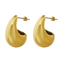 Pendientes de gota en acero inoxidable dorado pulido de estilo francés contemporáneo - Brillante / Dorado