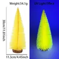 Luminous yellow sisal Christmas tree 30cm with wood base and UV glowing effect - 30CM Fluorescent Yellow Tree