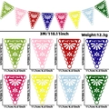 Guirlande mexicaine 3M avec drapeaux triangles en feutre coloré pour fête - Fanion Ajouré en Dentelle