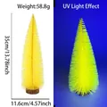 35cm bright yellow fluorescent mini Christmas tree with wood base in UV light - 35CM Fluorescent Yellow Tree