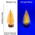 Mini 10cm yellow fluorescent Christmas tree with wood base and UV light glow effect - 10CM Fluorescent Orange Tree
