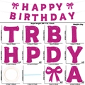 Magenta glitzerndes HAPPY BIRTHDAY Girlanden Set mit Schleifen und Montagezubehör - Rosarot Glitzer Buchstabe