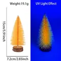 Mini orange sisal Christmas tree with UV neon effect and natural wooden base 15cm - 15CM Fluorescent Orange Tree