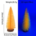 Orange 20cm fluorescent mini sisal Christmas tree with UV light effect and wooden base - 20CM Fluorescent Orange Tree