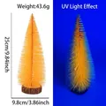 Orange 25cm mini glowing Christmas tree decoration with natural wooden base on display - 25CM Fluorescent Orange Tree