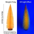 Fluorescent orange 40cm mini Christmas tree with glowing UV light effect and wood base - 40CM Fluorescent Orange Tree