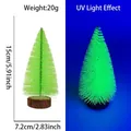 Mini 15cm fluorescent Christmas tree with natural wood base and UV glowing effect - 15CM Fluorescent Green Tree