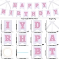 Pink glitter Happy Birthday banner with bows for girls party wall decoration - Pennant Style / Rope Length 3 Meters / White Pink