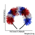Independence Day tinsel headband with red, blue, and silver stars and puff balls - One Size / Red Silver Blue Streamer Style