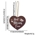 Targa a cuore in legno per la festa della mamma con scritta Best Mom Ever e cordino - Stile Cuore Best Mom Ever