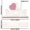 I Heart U Mom wooden tabletop ornament with pink heart and dimensions 19.5cm length - Heart U MOM Style