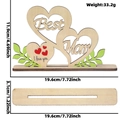Wooden Mother's Day Best Mom heart ornament with laser-cut details and base size specs - Best Mom Heart Style