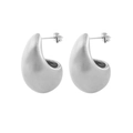 Pendientes vintage de acero inoxidable plateado mate con acabado de metal cepillado - Sableado / Plateado