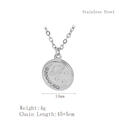 Collana in acciaio argento con ciondolo luna e pianeta impreziosito da zirconi lucidi - Argento