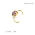 Verstellbarer goldener Edelstahlring mit quadratischem violettem Zirkonia-Stein - Violetter Zirkonia Ring