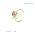 Anillo ajustable de acero inoxidable dorado con circón cuadrado púrpura y cristales - Anillo Piedra Violeta