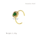 Verstellbarer Edelstahlring in Gold mit quadratischem, smaragdgrünem Zirkonia-Stein - Grüner Zirkonia-Ring