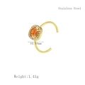 Verstellbarer goldener Edelstahlring mit orangefarbenem Stein und weißen Zirkonia - Ring mit rotem Zirkonia