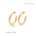 Pendientes de aro dorados en forma de C de 20mm en acero inoxidable con peso de 8,26g - Estilo Dorado