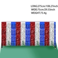 Gonna da tavolo con frange rosso bianco blu decorazione festa nazionale 275x75cm - Gonna da Tavolo a Frange Curve Rosso Argento Blu / 75*275cm