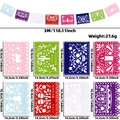 Bannière Papel Picado en feutre coloré avec motifs mexicains pour déco Dia de Muertos - Drapeau Carré de Fête Mexicaine A