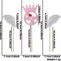 Pink glitter MOM cake topper with silver wings and product dimensions specifications - Crown and Angel Wings