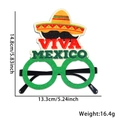 Detail der Viva Mexico Partybrille mit buntem Sombrero, Schnurrbart und grünen Pailletten - Viva Mexico Schnurrbart Hut Stil