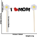 Topper per torta I Love Mom in feltro con margherite bianche per festa della mamma - MOM Margherite Floreali