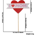 Glittering I Love MOM cake topper dimensions 18.1cm height and 13.1cm width floral heart - I Love MOM Heart