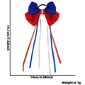 Patriotic red white and blue bow hair tie with streamers for Independence Day outfits - Style G (Tricolor Spliced Bow Tassel)
