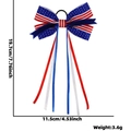 Independence Day hair bow with red white and blue star stripes and long ribbons - Style H (Double Layer Stars And Stripes Ribbon Bow)