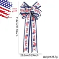 Décoration nœud drapeau USA avec étoiles et rayures, grande taille de 53,8 cm - Style Carte USA