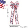Nœud décoratif Fête de l'Indépendance USA avec étoiles et rayures en lin rouge blanc bleu - Petites Étoiles Avec Bord Rayé Rouge Et Blanc