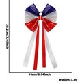 Patriotic red white and blue bow hair tie with long ribbons for Independence Day - Style J (Satin Gauze Spliced Color Bow)