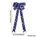 Patriotic USA flag bow with white stars on navy linen texture for July 4th decor - Natural Stars On Blue Background Style