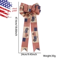 Patriotic USA flag bow decoration with stars, stripes and vintage truck for Independence Day - Flag Truck Faux Linen Style