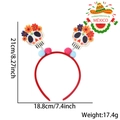Cinco de Mayo headband with painted skulls and colorful pom poms for festive party - Party Headband / Dahlia Skull Style