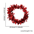 Macro view of red graduation tinsel garland with mortarboard shape and size dimensions - 7.5 Meters / Red