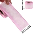 Nastro natalizio rosa 2M con motivo in pizzo bianco, larghezza 6,5 cm per regali - Motivo in Pizzo Ondulato / Rotolo singolo / Rosa Bianco Pizzo
