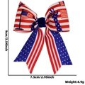 3.5 inch Independence Day bow hair clip with American flag pattern and size measurements - National Flag Arm Print