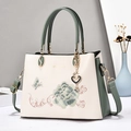 Sac à main élégant de style chinois beige et vert avec broderie de fleurs et de papillons - Vert