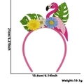 Rosa Glitzer-Flamingo Haarreif mit Palmblättern und Blumen für Sommerpartys - Einheitsgröße / Flamingo & Monstera Blatt