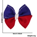 Independence Day hair clip with red white and blue bow including size measurements - Blue Red Twin
