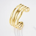 Bracciale rigido dorato ondulato multistrato con trama martellata in acciaio inossidabile - Linee Oro (LB1003)