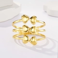 Bracciale rigido aperto a tre strati in acciaio dorato con cuori per donna - Cuore Oro (LB1011)